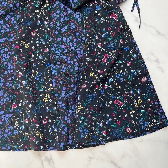French Connection Aubine Drape VNeck Black Floral Tie Sleeve Dress US 2 NWT $128 - Picture 10 of 13